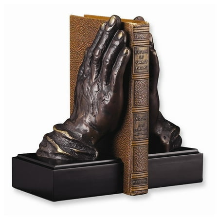 Praying Hands Brass - Antiqued Brass & Wood Praying Hands Bookends
