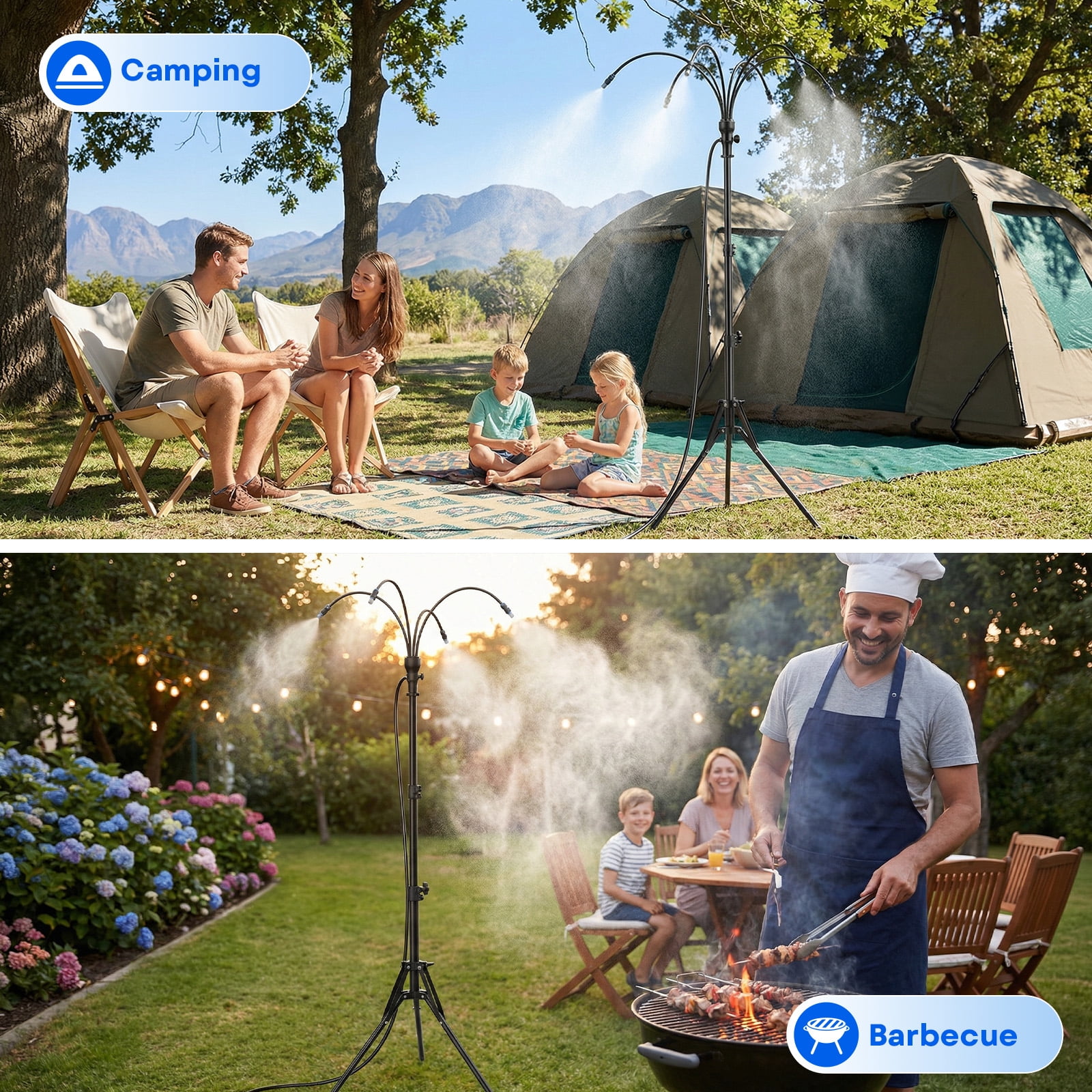 Tanbaby Standing Misters for Outside Patio, Portable Water Mister for Mist Playing, Adjustable Height 3.9 FT Stand Misting System for Outdoor, Patio, Backyard