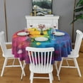 thumbnail image 2 of Colorful Abstract Pattern Round Tablecloth 60"x60",Wrinkle Wipeable Table Cloth for Kitchen Dining Room Picnic Patio Party, 2 of 6