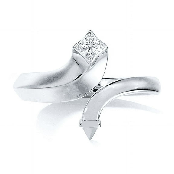 Empire Jewel 1.4 Ct Round Cut Lab Created Diamond Anniversary Ring - 14K White Gold Plated Engagement Band for Women - Sweeping Diamond Bridal Ring - Gift for Anniversary