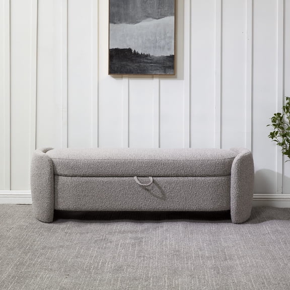Safavieh Couture Danianna Boucle Contemporay Bench with Storage, Light Brown