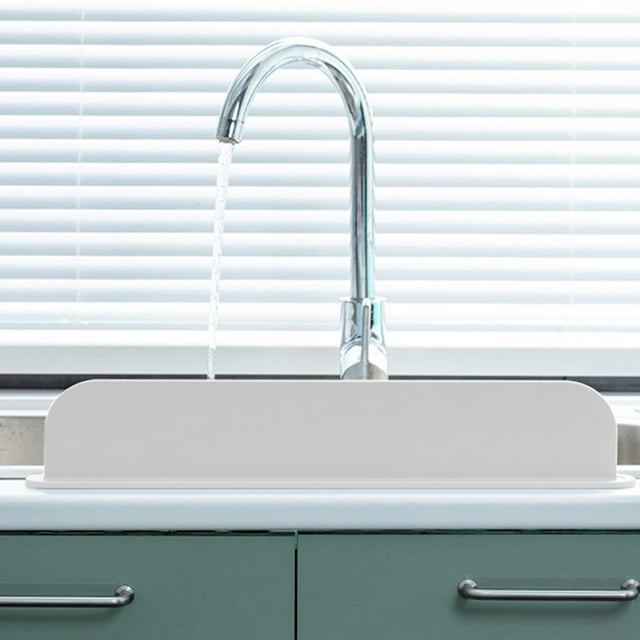 Sink Splash Guard Cozival Silicone Sink Splash Guard, Water Splashes Prevention Baffle Board for Kitchen Countertop, Dish Washing and Backsplash Protection, Flexible and Easy to Clean, White
