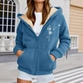 thumbnail image 2 of Bibifish Womens Fleece-Lined Full Zip Hoodies With Butterfly Print Hoodies With Side Pockets Relaxed Fit Casual Spring Daily Warm Wear Pullover Tops, 2 of 5