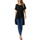 thumbnail image 2 of INSPIRAR CHIC Blusas de Mujer de Manga Corta Asimétricas con Nudo en la Cintura, Top Elegante Casual, Talla 2XL, Negro, 2 of 6
