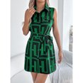 thumbnail image 4 of Ruimatai Women's Casual Sleeveless Collar Belted Waist Midi Dress Soft Polyester Summer Flowy Elegant Tunic, 4 of 9