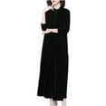 thumbnail image 2 of Pink Season Women Fall Dress Solid Color Loose Long Sleeves Button Maxi Dress Keep Warm Velvet Plus Size Mom Spring Dress Women Clothes, 2 of 8