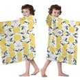 thumbnail image 4 of Yellow Lemon Fruit Leaves White Pattern Hooded Bath Towel，50"x30" for Ages 3 To 12 Kids, Quick Dry Lightweight Soft Microfiber Hood Beach Towel Cover Up for Kids, 4 of 7