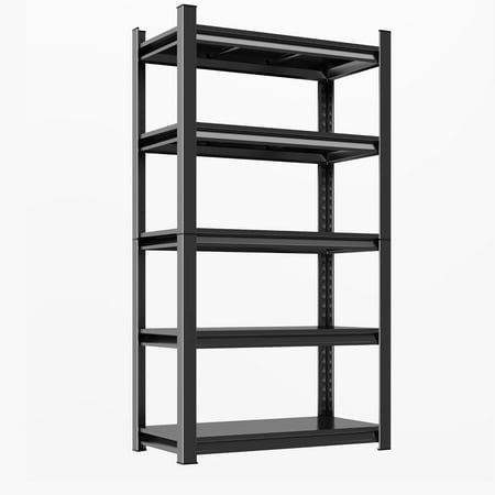 72''H Garage Shelves Heavy Duty Garage Shelving Units, 3000 LBS Capacity Industrial Shelf, Detachable and Adjustable 5-Tier Metal Storage Shelves for Warehouse, Basement, Black (72''H×46''W×16''D)
