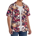 thumbnail image 2 of Pofeuu Skull record artist Print Mens Casual Short Sleeve Shirts Beach Summer Spread Collar Pocket Tops Men's Casual Short-sleeved Shirt-4X-Large, 2 of 5