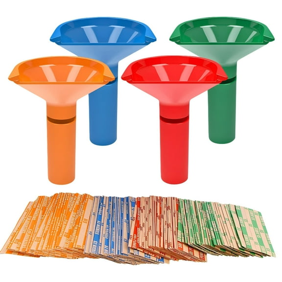 Budgetizer Coin Counters and Sorters Tubes 100 Assorted, Color Coded, 4 Pieces