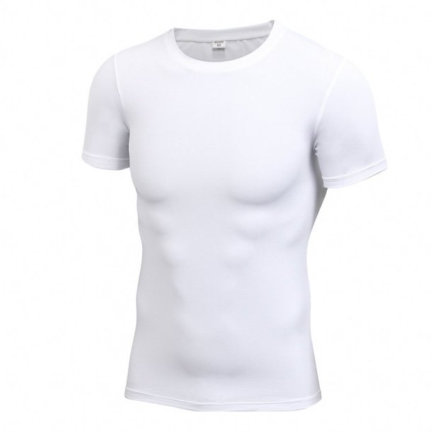 Fymall Men's Compression Tshirt Round collar Quickdrying Elastic