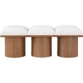 thumbnail image 3 of Meridian Furniture Pavilion Cream Boucle Fabric Bench, 3 of 11