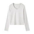 thumbnail image 2 of BXINGOHAI Womens Long Sleeve Shirts V Neck Casual Tops Fashion Slim Fitted Tops Basic Tee Y2k Outfits Gray M, 2 of 4