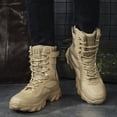 thumbnail image 2 of Botas de combate del desierto para hombres con cordones y cremallera lateral zapatos de senderismo para la acción de combate del ejército, 2 of 9