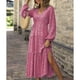 thumbnail image 1 of Vestido de manga larga,Vestido largo para mujer Vestido con abertura lateral en V Vestido largo floral Diseño revolucionario, 1 of 6