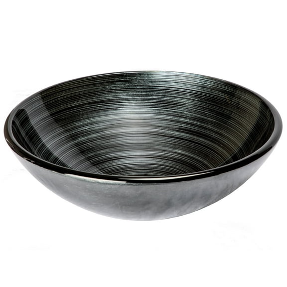 Eden Bath EB-GS71 5.625 in. Rings Glass Vessel Sink, Silver & Black