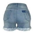 thumbnail image 2 of Women Fashion Casual Denim Booty Shorts High Waist Distressed Hole Jeans, 2 of 5