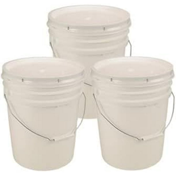 5 Gallon White Bucket & Lid Set Of 3 Durable 90 Mil All Purpose
