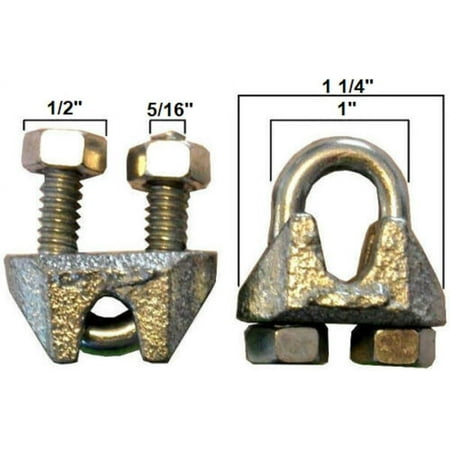 

Cable Clamps U-Bolts Galvanized Clamps Steel Aircraft Cable Wire Clips U Bolts (1/4 Cable Clamps 200 pcs)