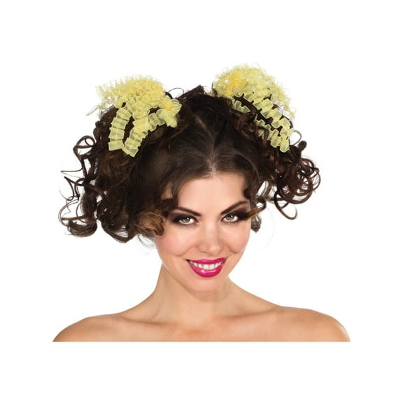 Adult Child Cute Pastel Yellow Curly 80s Rave Dance Party Club Hair Ties Ribbons