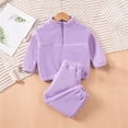 thumbnail image 4 of Conjuntos de blusas y camisas de cuello redondo y manga larga para niña, top de manga larga de color liso con cintura elástica y pantalones atados en las piernas, conjunto informal de dos piezas, conj, 4 of 9
