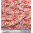 thumbnail image 1 of Soimoi polyester Crepe Fabric Check,Leaves & Rose Floral Print Fabric by Yard 52 Inch Wide, 1 of 3