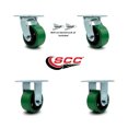 thumbnail image 2 of 4 Inch Green Poly on Steel Caster Set with Ball Bearings 2 Swivel Lock 2 Rigid, 2 of 2