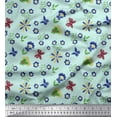 thumbnail image 1 of Soimoi Green Poly Georgette Fabric Leaves,Insect & Floral Artistic Print Sewing Fabric BTY 42 Inch Wide, 1 of 3