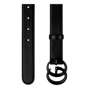 Gucci GG Marmont Wide Belt Black Leather Antique Gold Double G Size 120 New