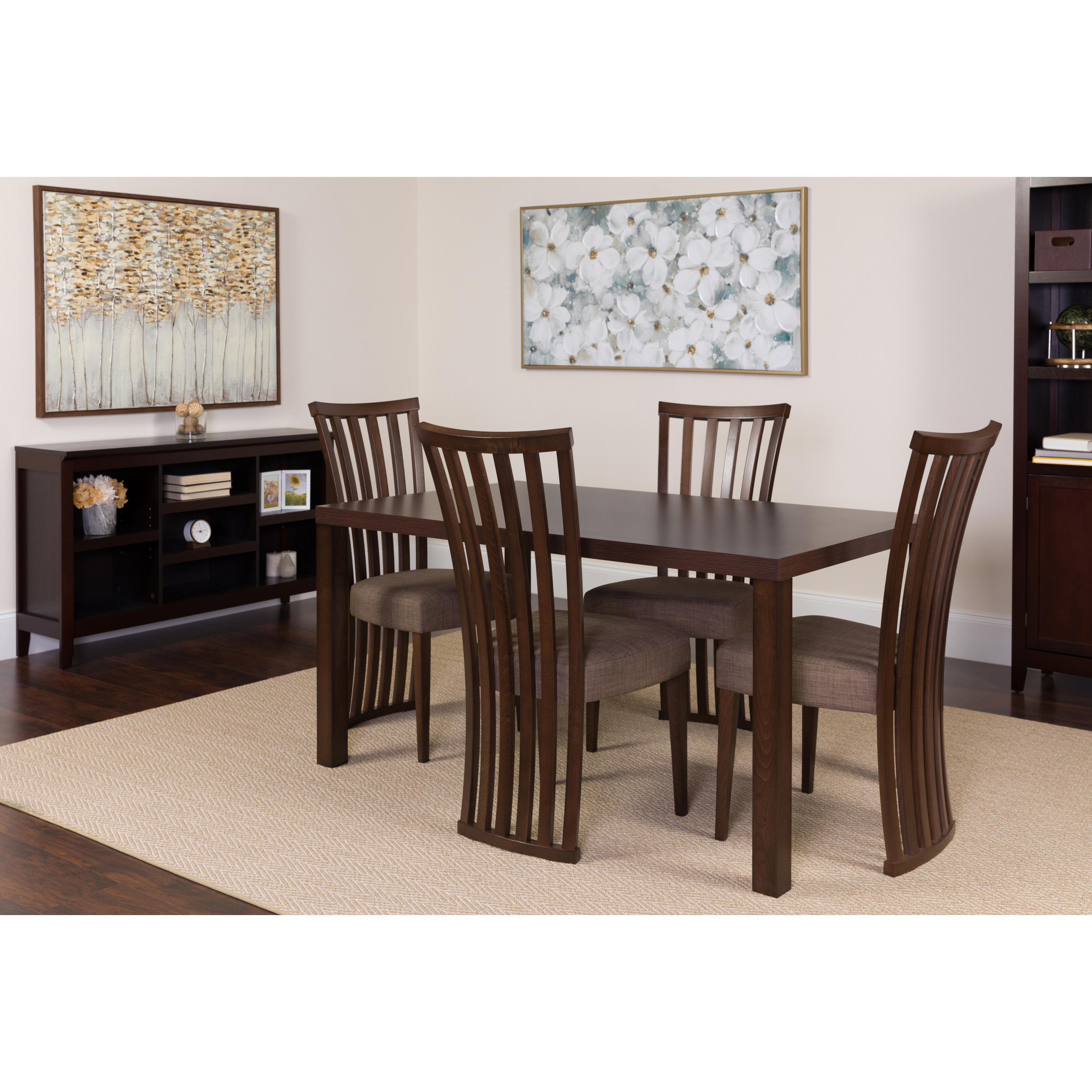 Flash Furniture Addison 5 Piece Espresso Wood Dining Table Set with