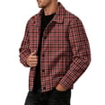 thumbnail image 6 of gzxflxpge Men's Corduroy Jacket Causal Regular Fit Snap Button Plaid Coat Vintage Long Sleeve Lapel Collared Fall Winter Outerwear with Pockets Red 2XL, 6 of 9