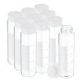 thumbnail image 1 of Uxcell 10pcs 50ml pequeños frascos de vidrio transparente con tapa de rosca blanca, botellas de muestra graduadas de vidrio borosilicato con etiqueta, 1 of 6