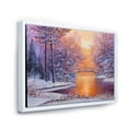 thumbnail image 3 of Designart 'Winter Landscape With Bridge Over The River' Traditional Framed Canvas Wall Art Print, 3 of 5
