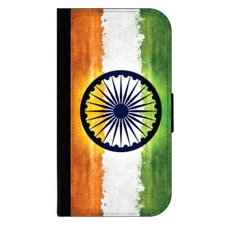 Indian Flag - India - Wallet Style Cell Phone Case with 2 Card Slots and a Flip Cover Compatible with the Apple iPhone 6 Plus and 6s Plus (Best Mobile In India)