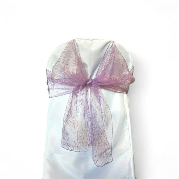 9 x 10 Ft Glitter Organza Chair Bows/Sashes Lavander (12 pieces)