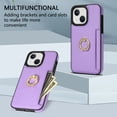 thumbnail image 4 of Mantto for iPhone 13 Wallet case with [360°Rotation Ring Kickstand]【RFID Blocking】 Credit Card Holder, PU Leather Phone case Cover Women Men For iPhone 13, Purple, 4 of 10