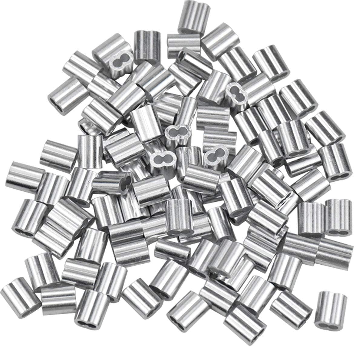 3mm Dia Steel Wire Rope Aluminum Ferrules Sleeves Clip Cable Crimps 100pcs 