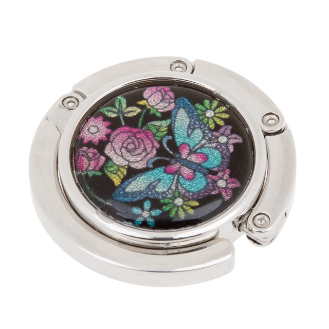 Gancho para Bolso Sostenedor Suspensión de Tabla Forma de Flor Mariposa Seguro Plegable Negro Sunnimix La suspensión del monedero