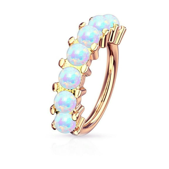 Cartilage Nose Bendable Hoop with 7 Opalite Lined Set Design