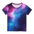 thumbnail image 2 of hengsof Girls Universe Galaxy Star Printed Short Sleeve T-Shirt Space Themed Fashionable Crew Neck Top Sizes 3-14 Years, 2 of 5