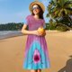 thumbnail image 4 of Balery Pink Shark Pool Fantasy Vestidos sueltos de manga corta para mujer, vestidos de verano 2025, vestidos casuales de corte A con vuelo., 4 of 6