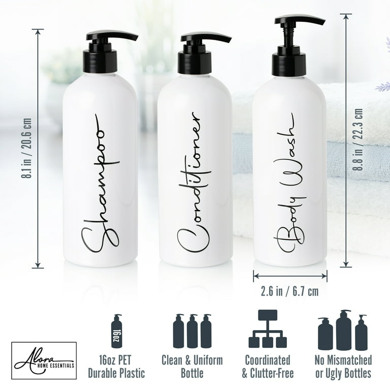 alien Automatisk forsætlig Alora Reusable Shampoo and Conditioner Bottles - Set of 3 - Permanent  Stylish Labels - 16oz Pump Bottle Dispenser for Shampoo,Conditioner,Body  Wash-EmptyPlasticRefillableContainers forShower (2 COUNT) - Walmart.com