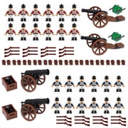 Napoleonic Revolutionary War Building Blocks Set, 12 British & 12 French Soldier Figures, Weapons Cannons Accessories