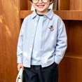 thumbnail image 2 of felwors Toddler Children's Cotton Shirts for Boys and Girls Long Sleeved Lapel Tops Baby Button Coats Casual Cartoon (Light Blue,5-6 Years), 2 of 7