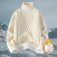 thumbnail image 3 of Womens Oversized Sweaters Cable Knit Crew Turtleneck Neck Long Sleeve Pullover Sweater 2025 Fall Winter Trendy Tops (Beige,Large), 3 of 4