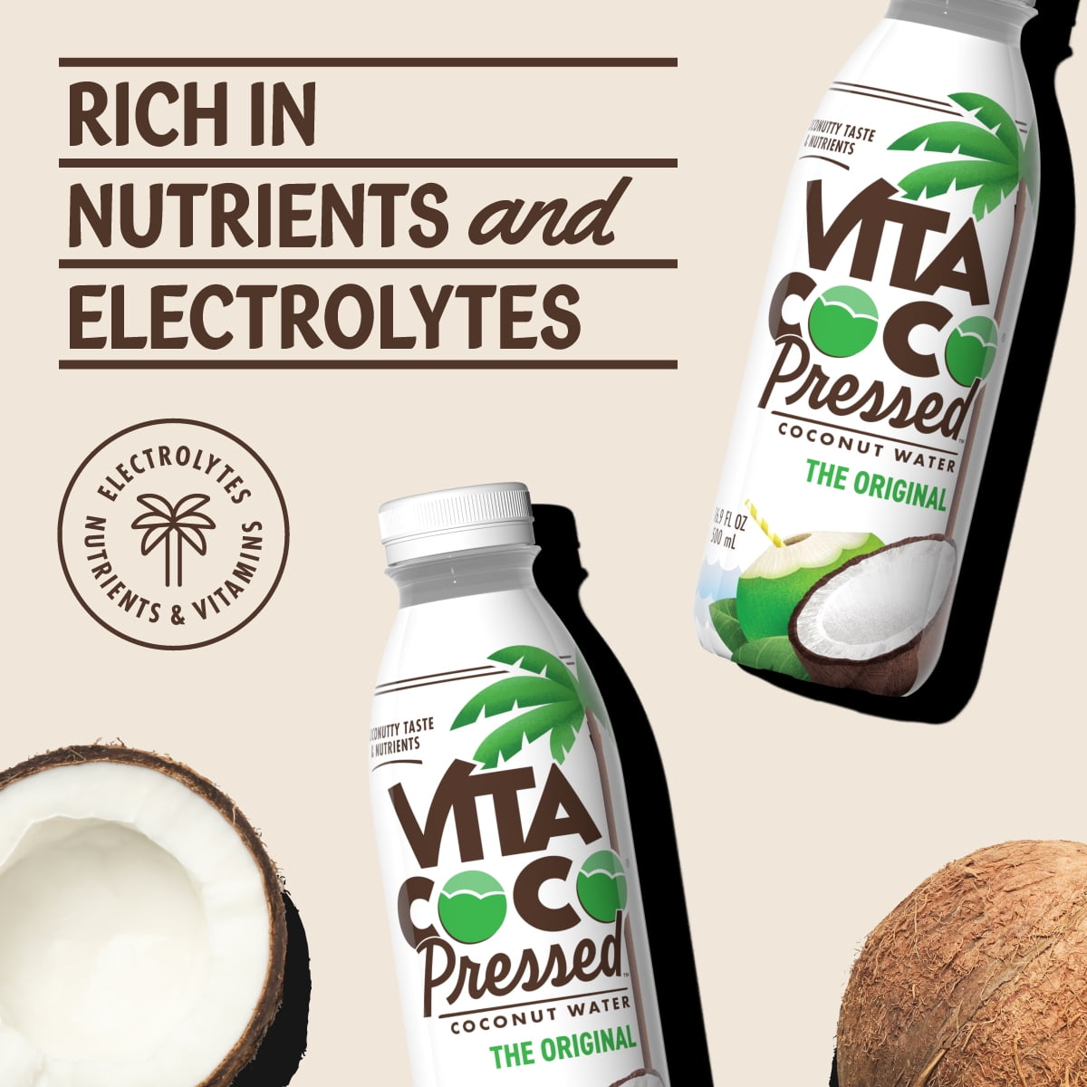 (6 pack) Vita Coco Pressed Coconut Water, Nutrient & Electrolyte Rich, Original, 16.9 fl oz