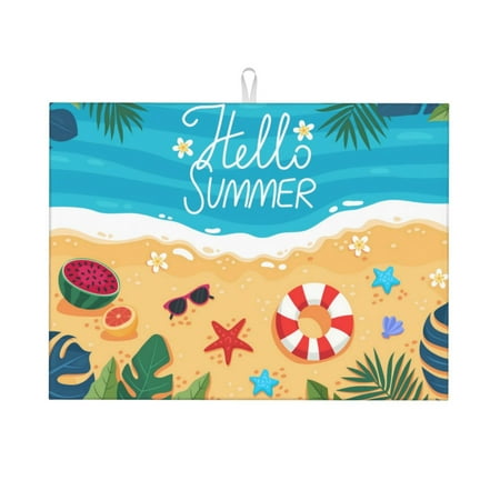 

Sigee Hello Summer1 for Dish Drying Mat for Kitchen Counter Premium Kitchen Drying Mat 18 x 24 Dish Drying Pad
