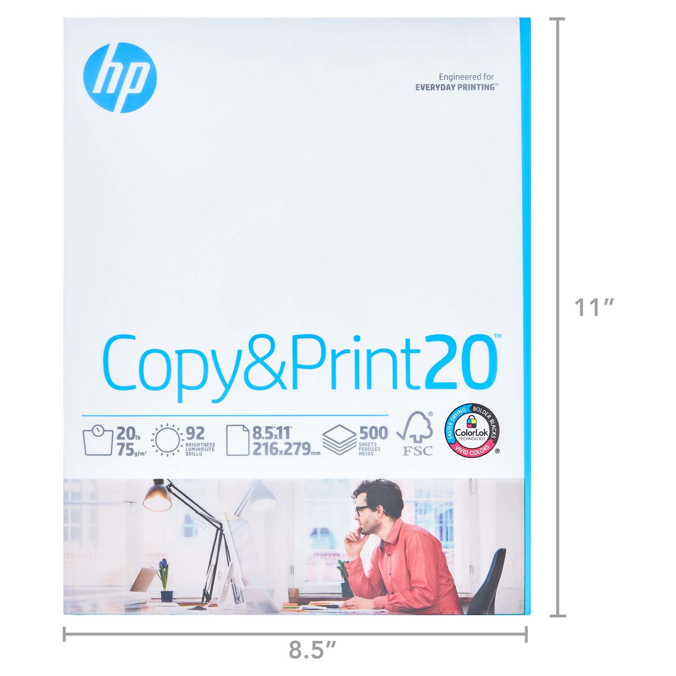 HP Printer Paper, 8.5 x 11 Paper, MultiPurpose 20 lb, 3 Ream Case - 1500  Sheets, 96 Bright, Made in USA - FSC Certified Copy Paper