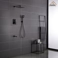 thumbnail image 2 of Boyel Living 9.8" Wall-Mounted Rain Shower Faucet with Pressure Balanced Valve Square Shower Faucet Set with Bathtub Spout,Matte Black, 2 of 11