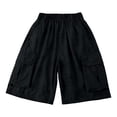 thumbnail image 5 of Big Kids Breathable Baggy Cargo Capri Shorts, Printed Fabric Snap Pocket Summer Light‑Weight Casual Shorts for Boys, 5 of 5